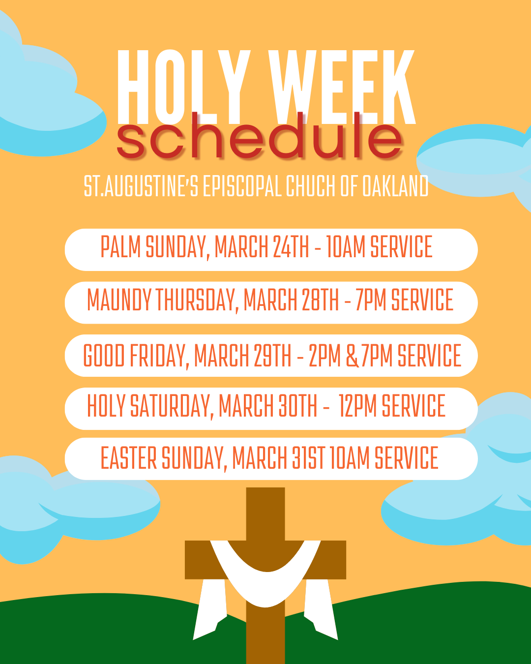 Holy Week schedule
